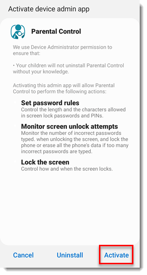 فعال سازی برنامه به عنوان Device Administrator